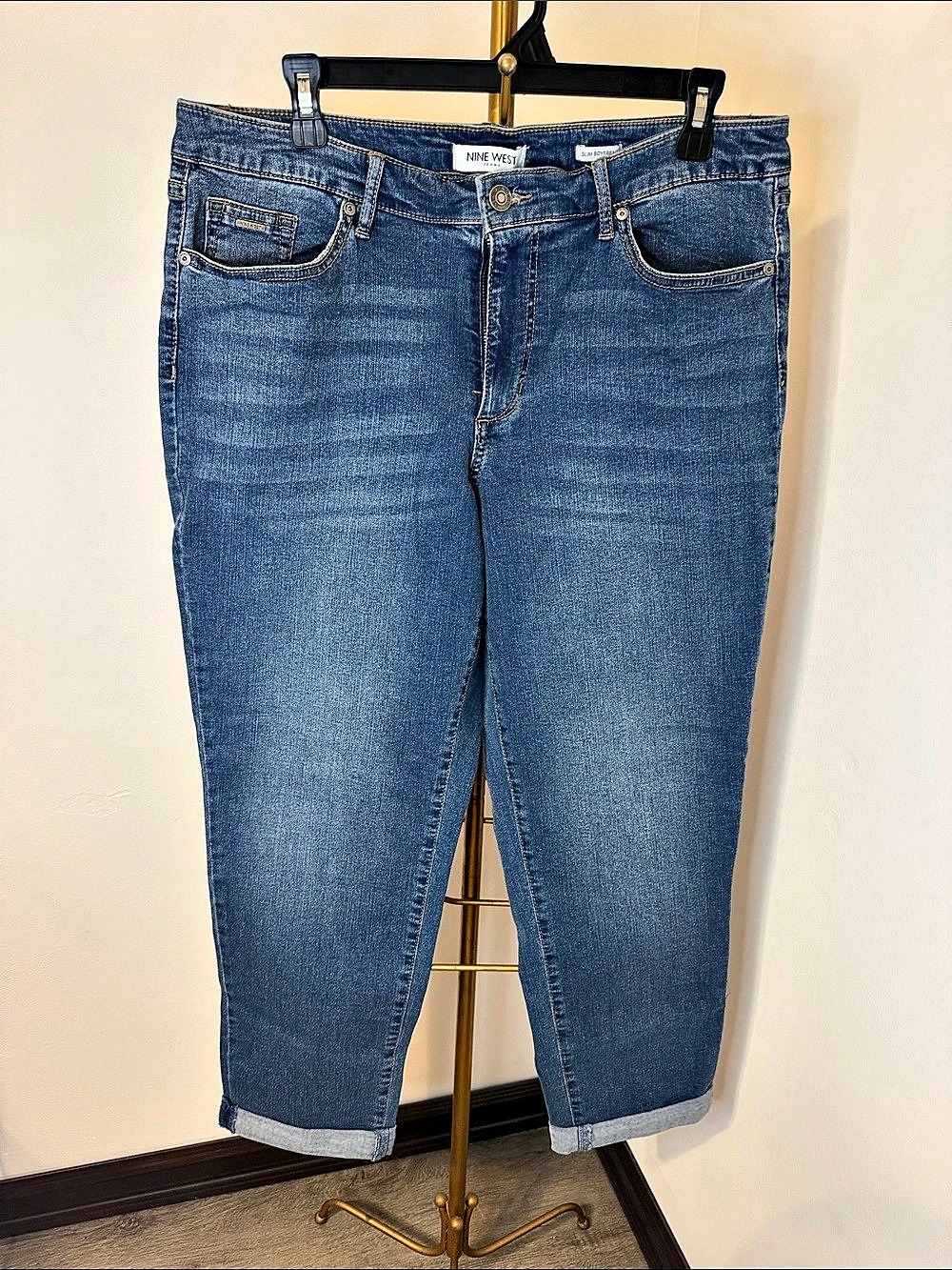Nine West Slim Boyfriend Blue Waist 14